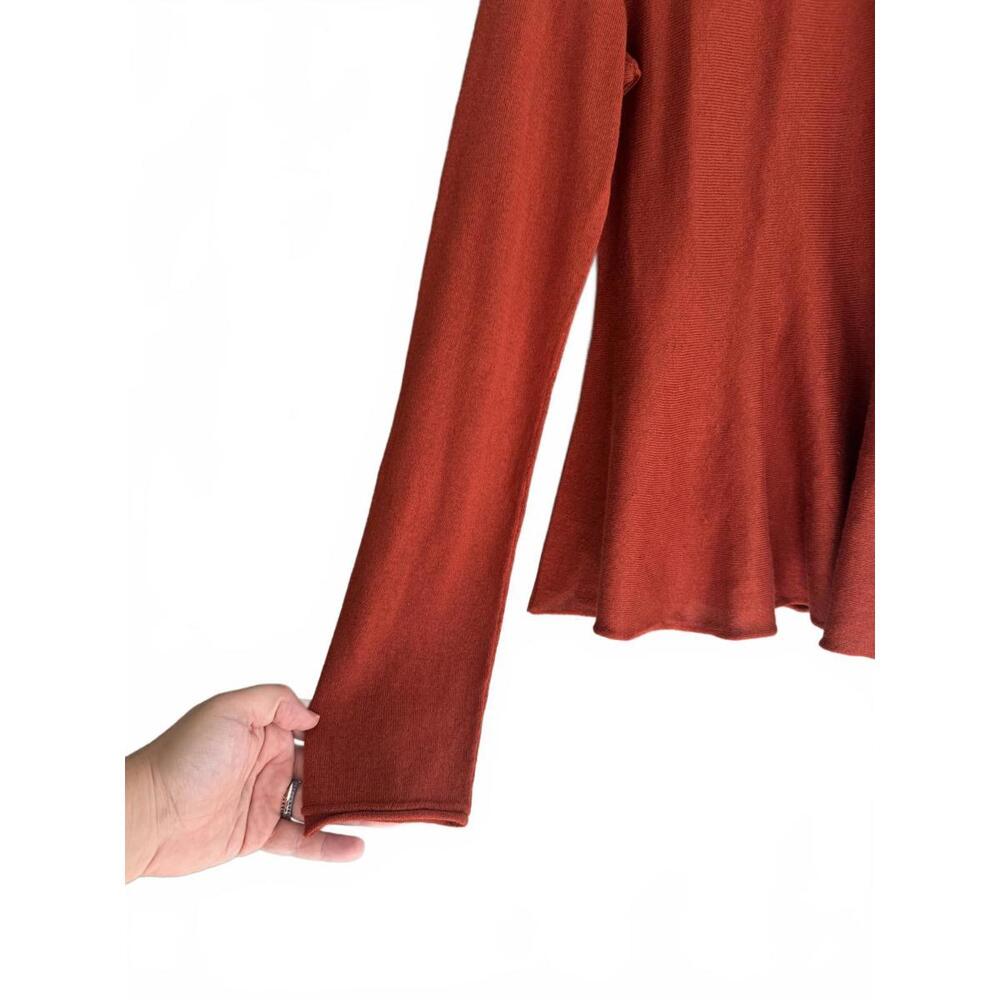 Peruvian Connection Burnt Orange Long Sleeve Scoop Neck Peplum Top Women's Sz M - Picture 4 of 7